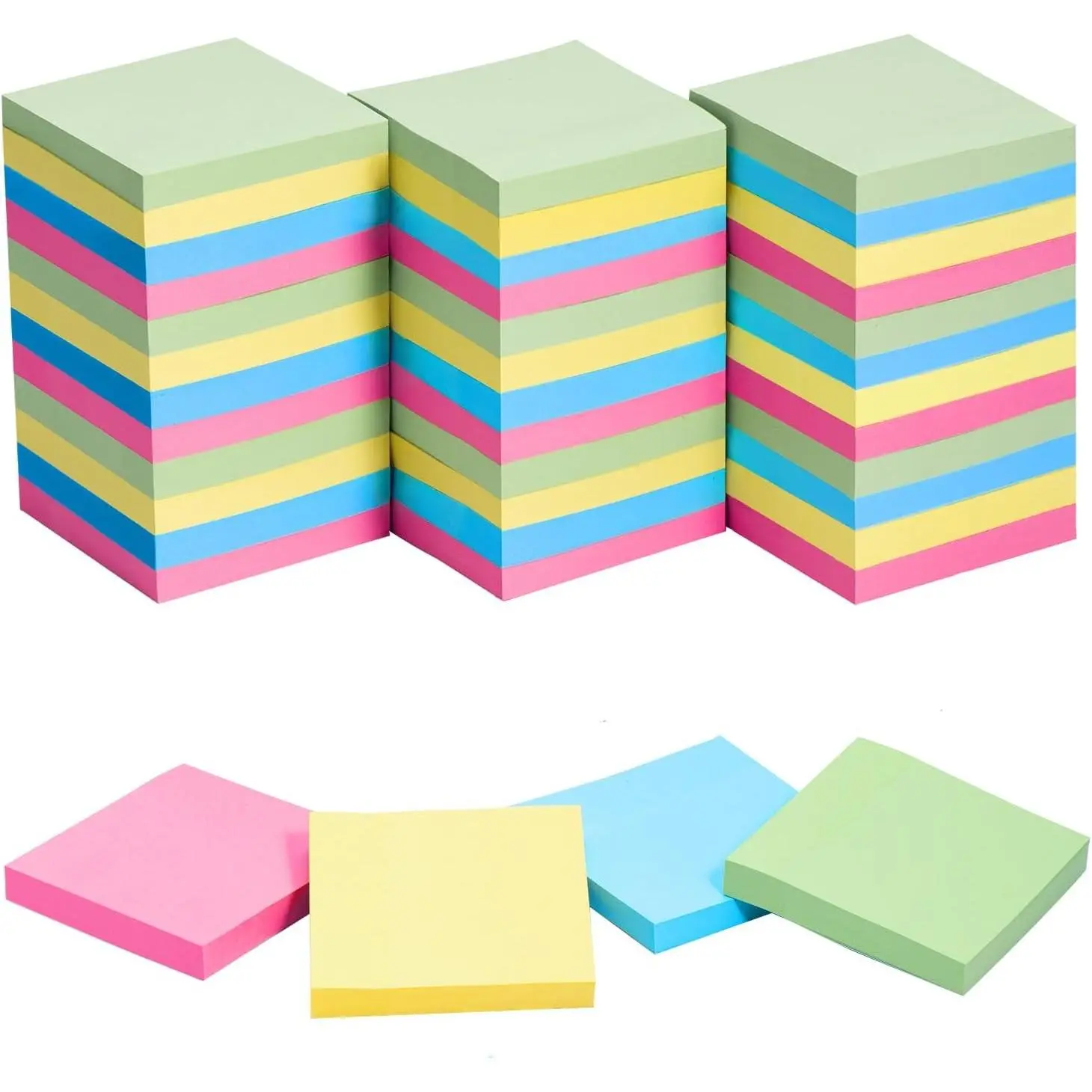 Sticky Notes 3x3 Inches Bulk 36 Pack 3600 Sheets Colored Self-Stick Pads, 100 Sheets/Pad, 4 Bright Colors (Yellow, Green, Pink, Blue) for Office Supplies, School, Home