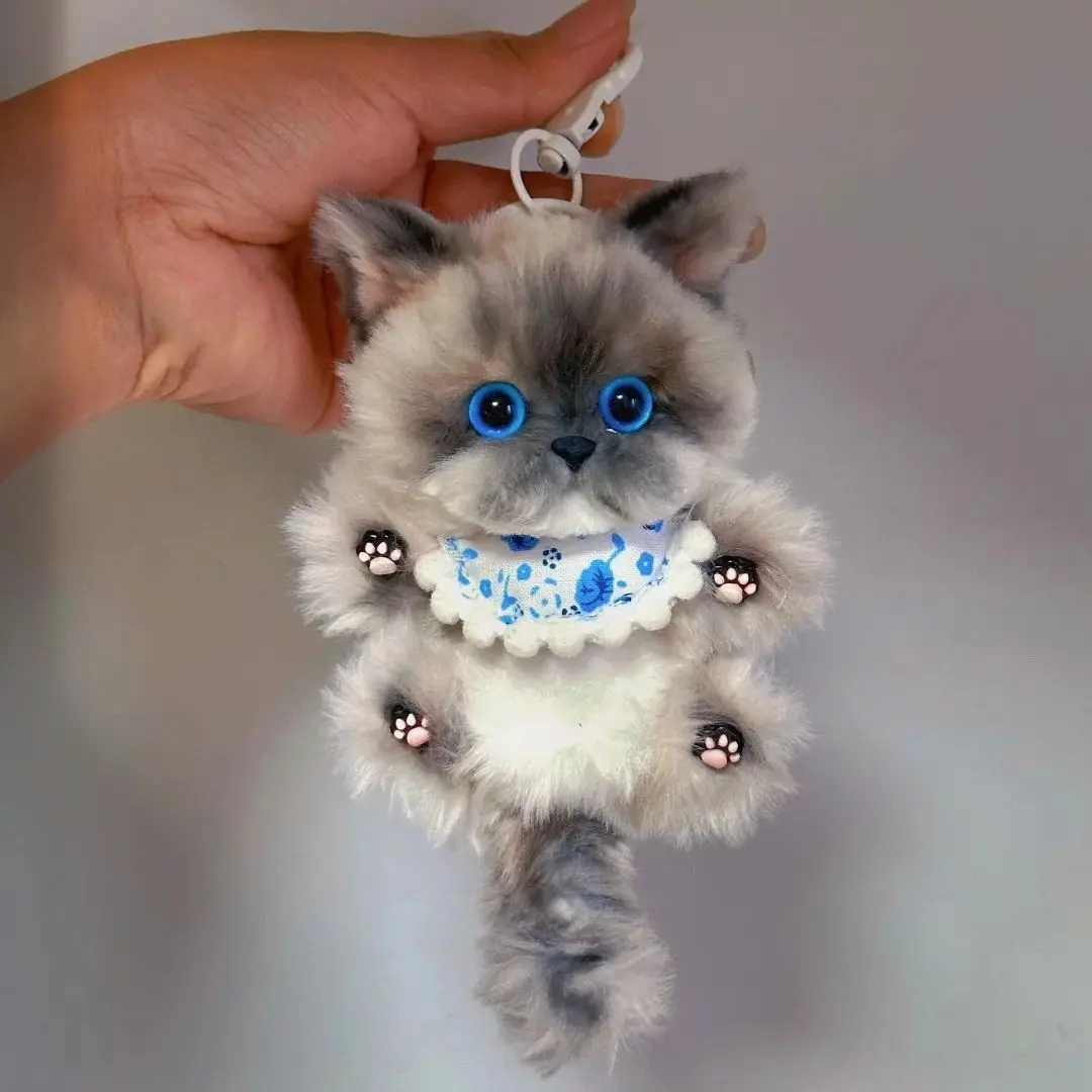 Hand-Twisted Pipe Cleaner Kitty Keychain Bag Charm - Pet Memorial Keepsake, Small Gift for Cat Lovers