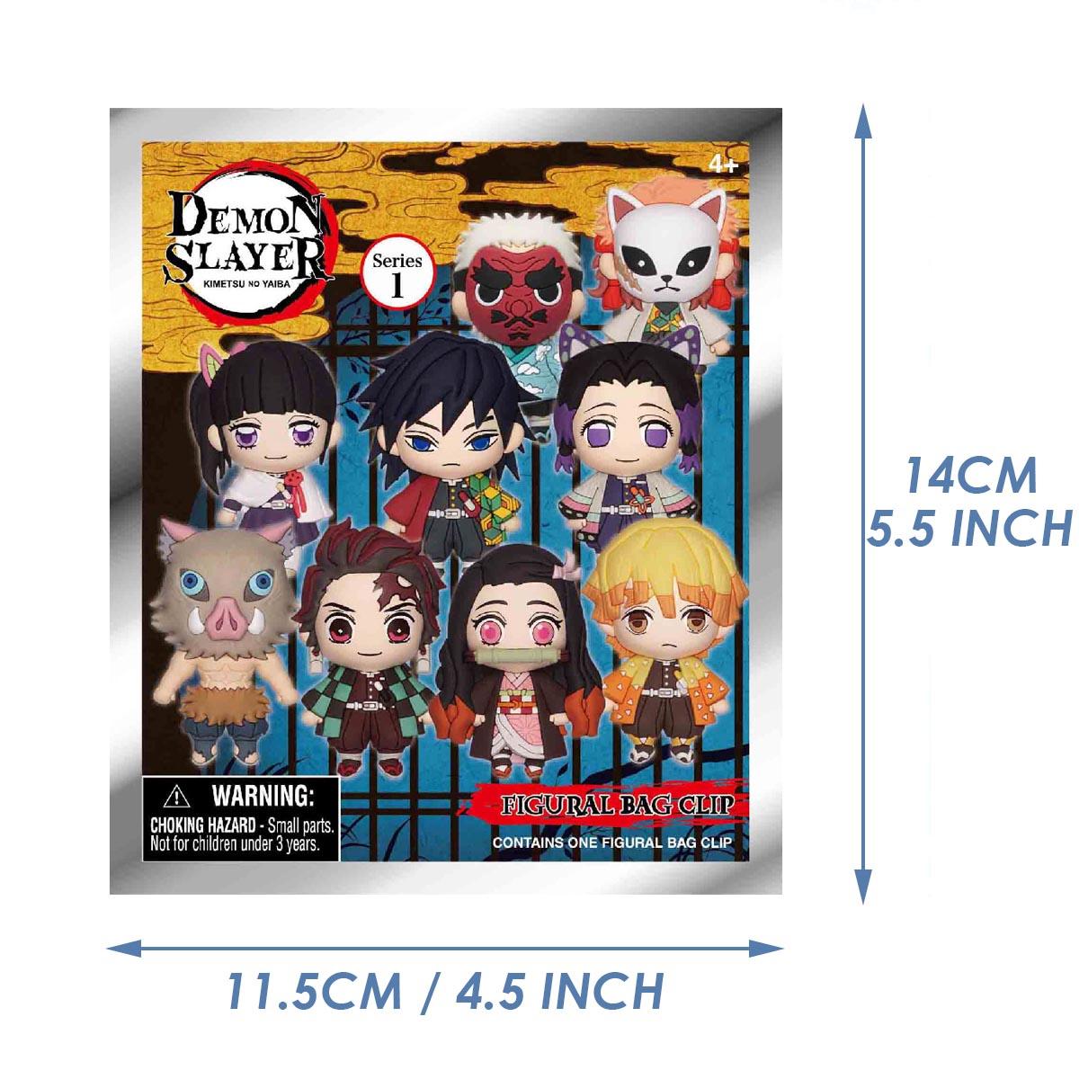 Demon Slayer 1PC Mystery Bulk Bag Clip Cute Mini Nezuko Tanjiro Zenitsu Inosuke Random One 3D Anime Character Blind Box Design Action Figures Collectible Toys Furniture Decoration Keyring Keychain Officially Licensed