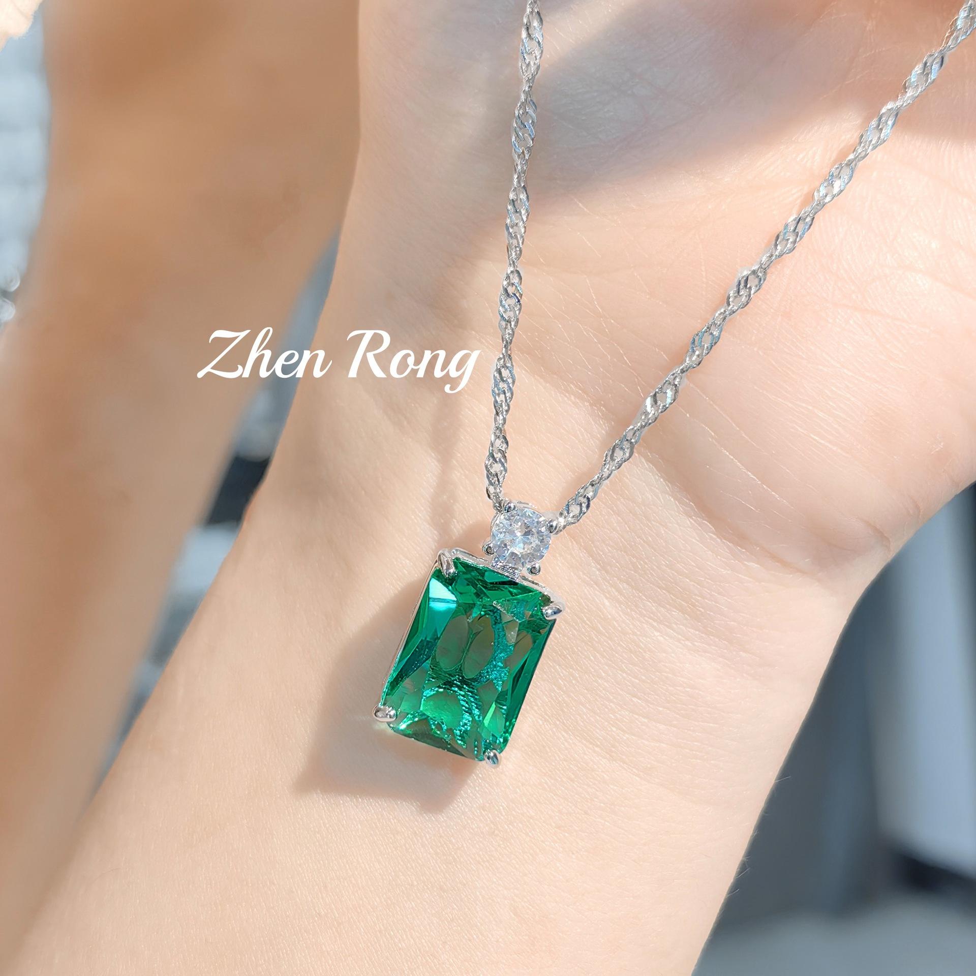 Fashionable and Luxurious Perfume Bottle Pendant, Large Carat Princess Cut Gemstone Earrings, Paraiba Ring, Green Diamond Set for Women