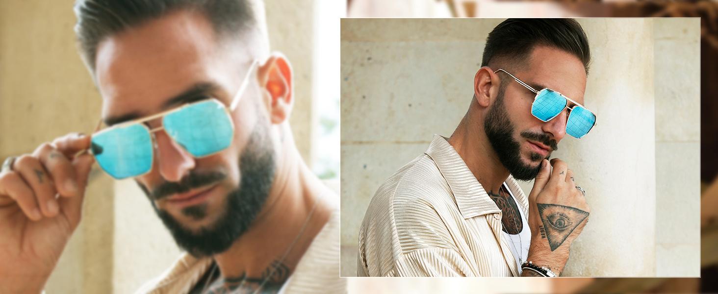 Retro Oversized Square Polarized Sunglasses for Women Men 