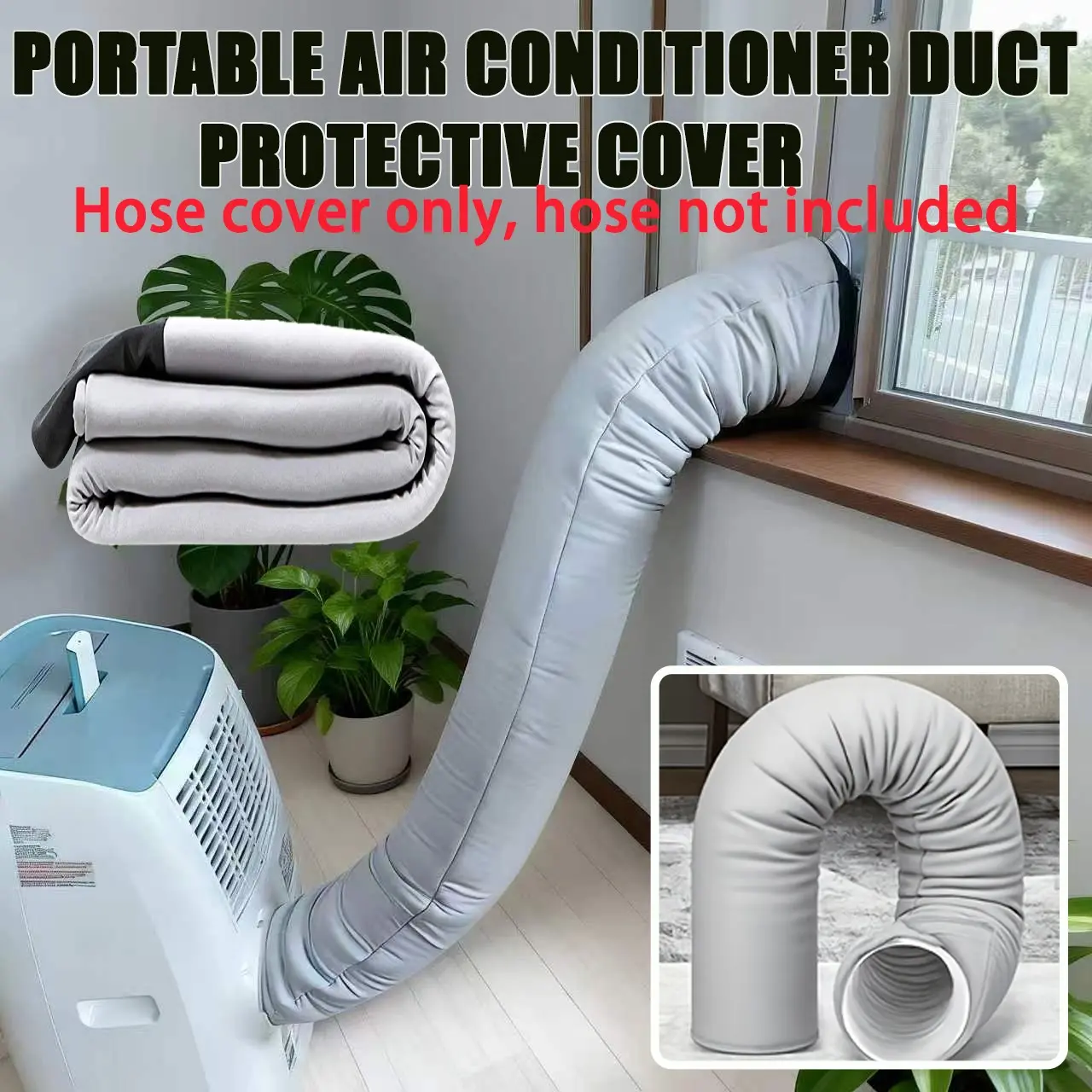 150cm Air Conditioner Duct Cover, Heat Insulation Dustproof, Portable Ac Exhaust Pipe Protector, Reduce Condensation, Tube Wrap
