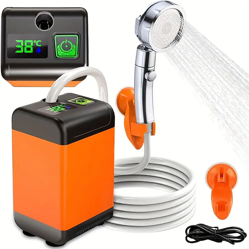 Portable Rechargeable Electric Shower Head with Digital Display, Outdoor Camping Shower Sprayer, Pet Bathing Shower Head