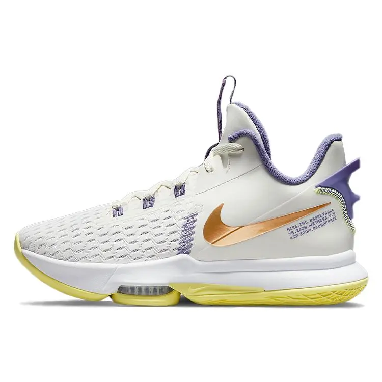 Nike Witness 5 LeBron EP Lakers Basketball Shoes for Men – Synthetic Leather, TPU, Cushioned, Non-Slip, Durable, Low-Top Verifiable, with credentials and supporting global authentication