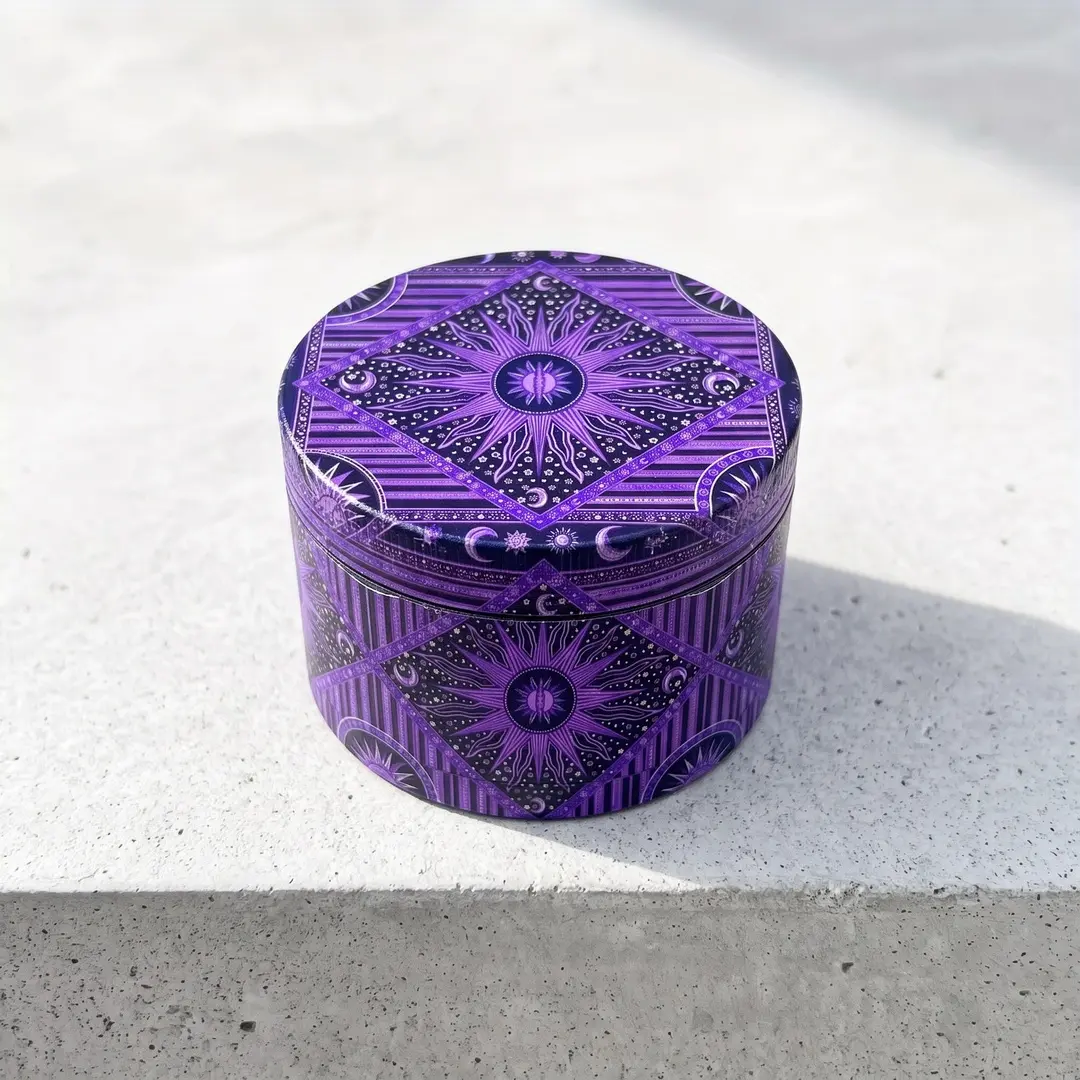 2.48 inch 63mm Sun Pattern Spice Grinder Metal Manual Four Layer Salt Grinder Pepper Mortar Spice Zinc Alloy Seasoning Spice Grinder Kitchen Cooking Accessories Kitchen Tool Gift