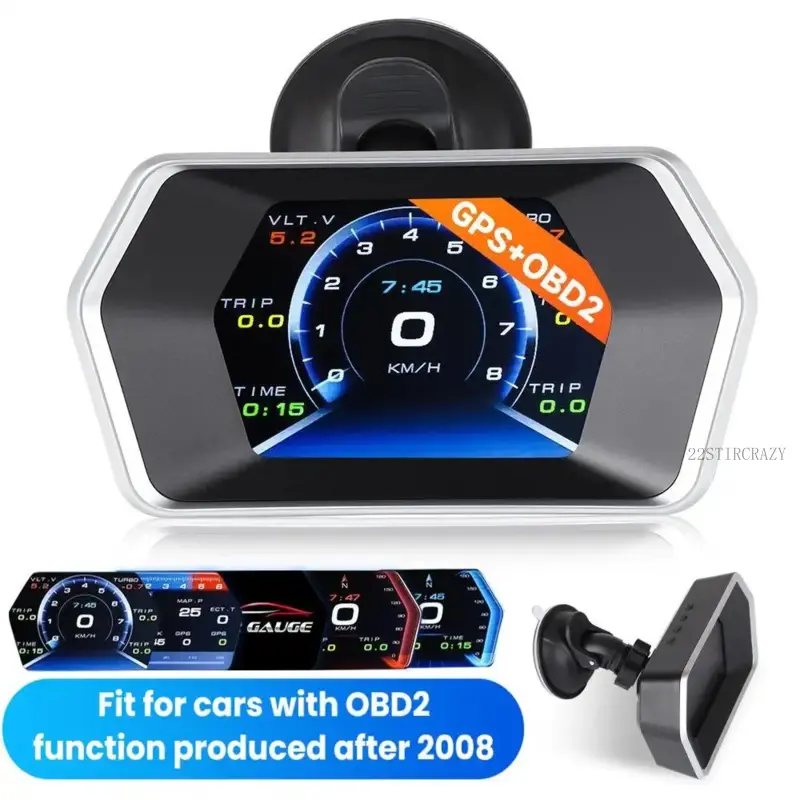 3-in Digital Dashboard Speedometer, 3 Inches Multifunctional Gauge with Dashboard View for 2008+ Cars, Ideal for Car Owners22STIRCRAZY