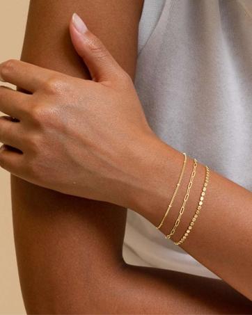 Dearmay Dainty Gold Stackable Bracelets for Women Trendy Waterproof Chain Paperclip Adjustable Minimalist Tiny Cute Jewelry Set Valentine's Day Gift