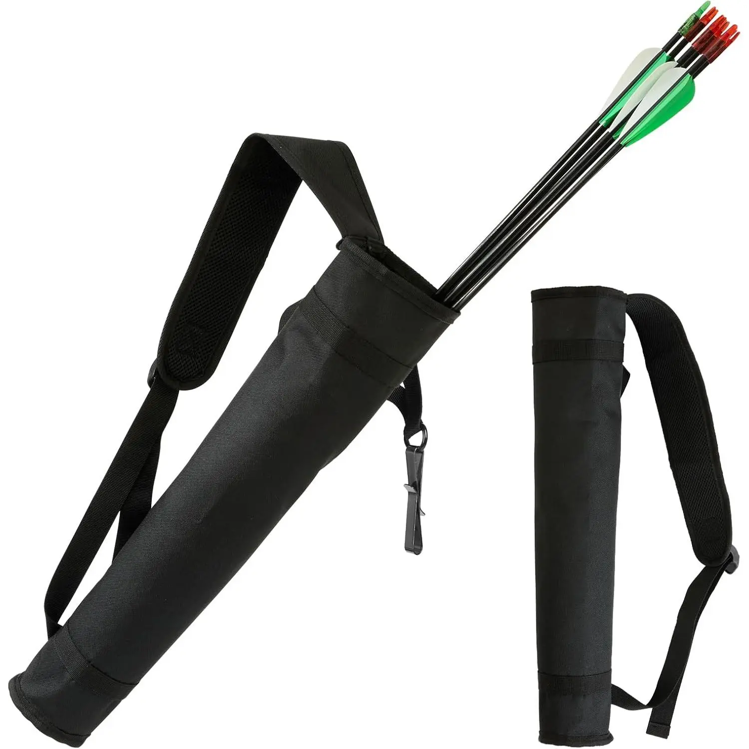 Archery Quiver - Adjustable Back & Hip Arrow Holder for Compound & Recurve Bows - Lightweight Foldable Bag with Shoulder Strap for Youth & Adults -Hunting Target Practice