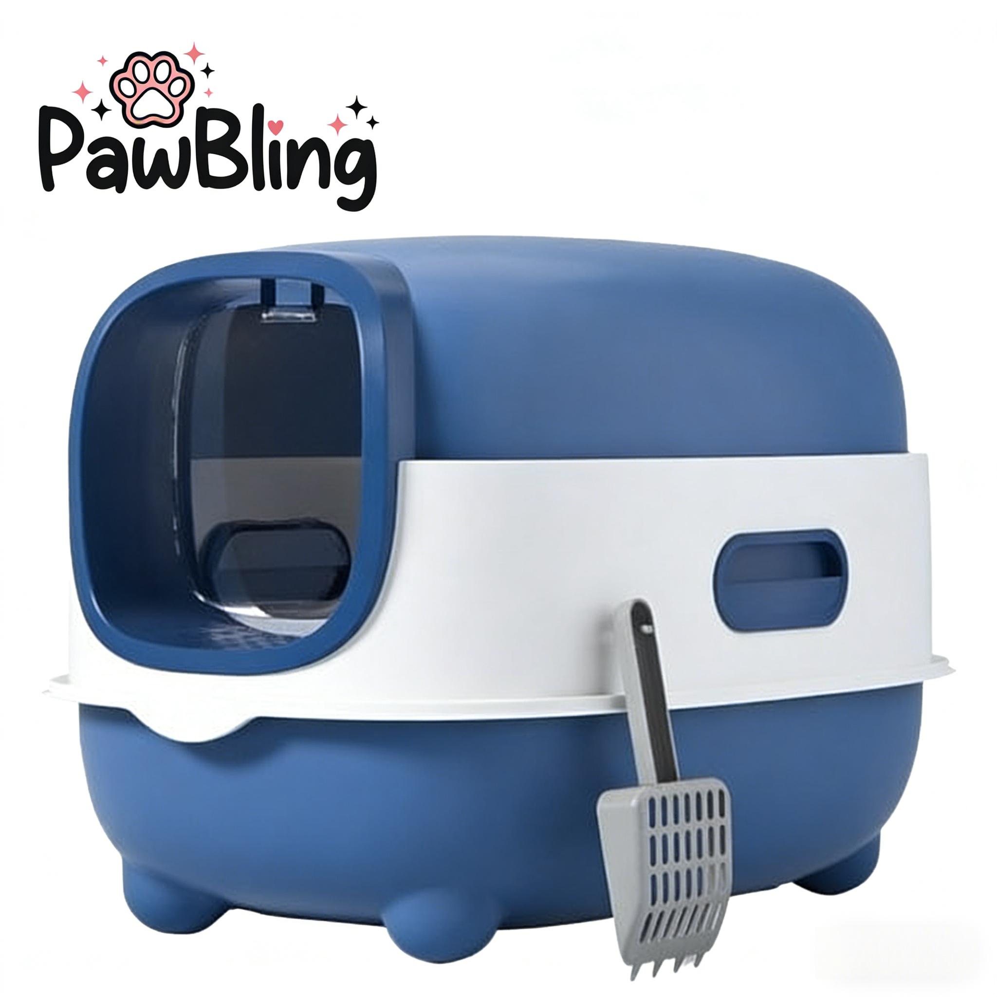 Large Foldable Cat Litter Box with Lid and Scoop, Front Entry Enclosed Design, Anti-Splash, Easy to Clean moon forest carbon filter adjustable long handle