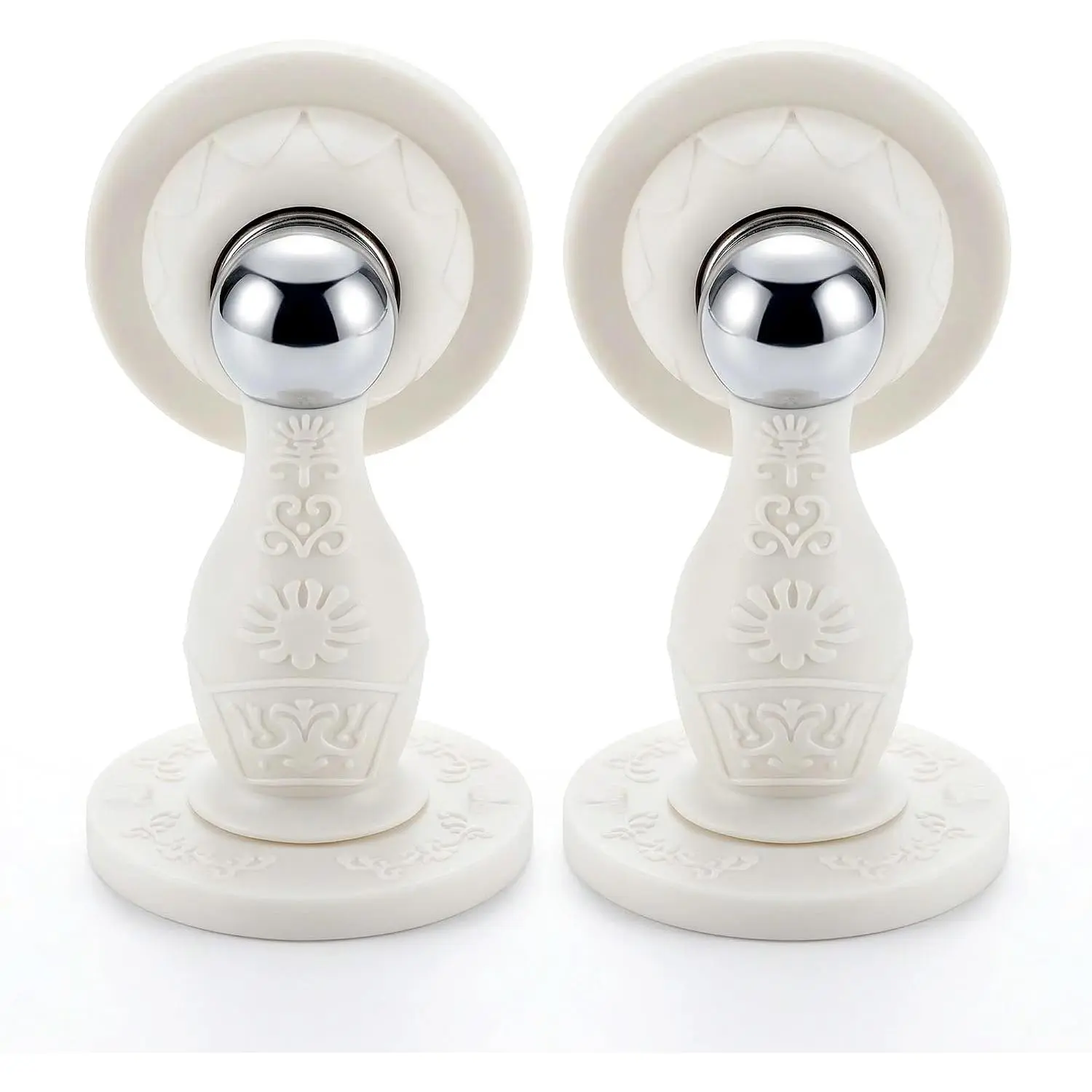 Door Stopper 2-Pack, No-Drill  Door Catch with   & Adhesive, Clear Wall Protector from Doorknob , Heavy Duty Door Holder for  & Office (White)