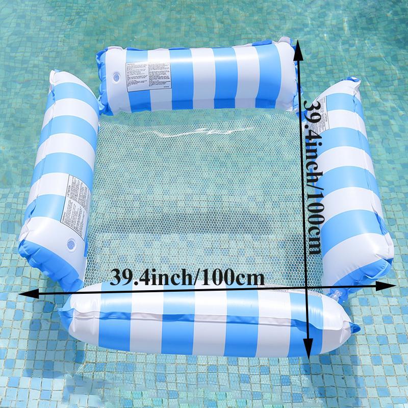 Inflatable Pool Hammock, Foldable Striped Floating Chair & Water Hammock Pool Float Lounge for Outdoor Swimming Pools (Without Pump) # GLOBAL PICKS