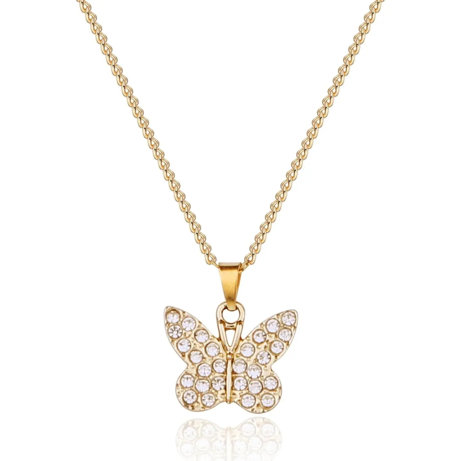 Silver/ 14K Gold Plated Necklace for Women Charm Pendant Necklaces Italian Horn Bowknot Butterfly Fox Ballet Flower Rose Horseshoe Dainty Jewelry
