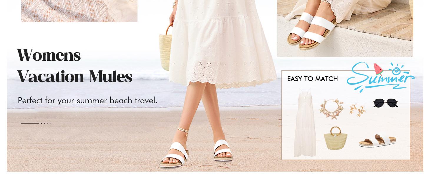 Coutgo Women's Slides Sandals Open Toe Slip On Platform Sandals Footbed Summer Beach Shoes