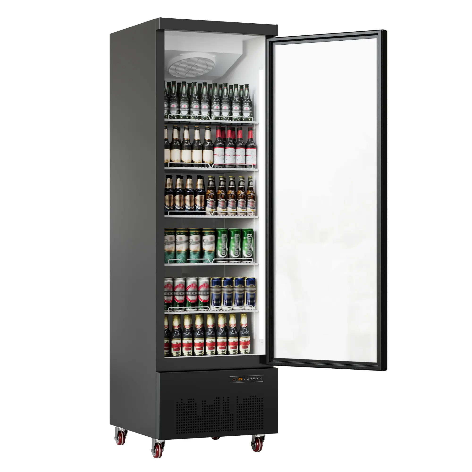 17.7 Cu.Ft Large Capacity Commercial Beverage Refrigerator - Upright Single Glass Door Merchandiser Cooler with 5 Adjustable Metal Shelves, LED Lighting, 32-50°F Digital Temp Control - For Shop, Restaurant