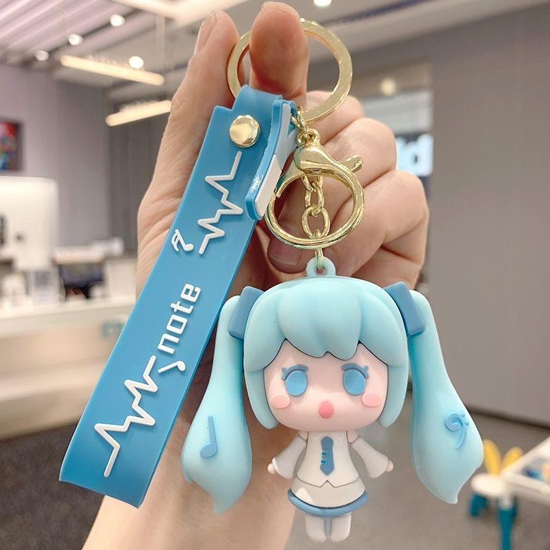 Hatsune Miku Silicone Keychain Kawaii Cartoon Figures Backpack Pendant School Bag Ornament Doll Keychain Toy Children's Gift