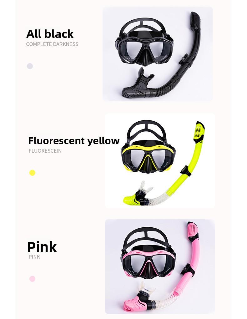 Snorkeling Equipment Diving Mask Snorkel Set Fully Dry Snorkel Tempered Glass Liquid Silicone Adult Suit White Black Red Tip