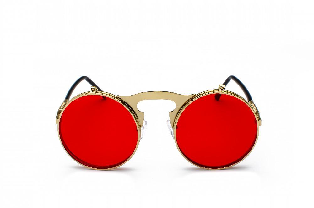 Vintage Steampunk Flip Sunglasses Retro Round Metal Sun Glasses for Men and Women Brand Designer Circle Oculos