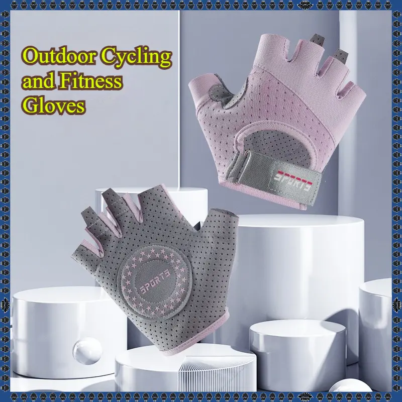 New Sports Gloves Half Finger For Women Men Outdoor Cycling Gym Workout Fitness Breathable Mesh Gloves For Running Bike Driving Daily Wear Soft Thin Gifts Pink Grey Bike Gloves Girls Gym Mittens