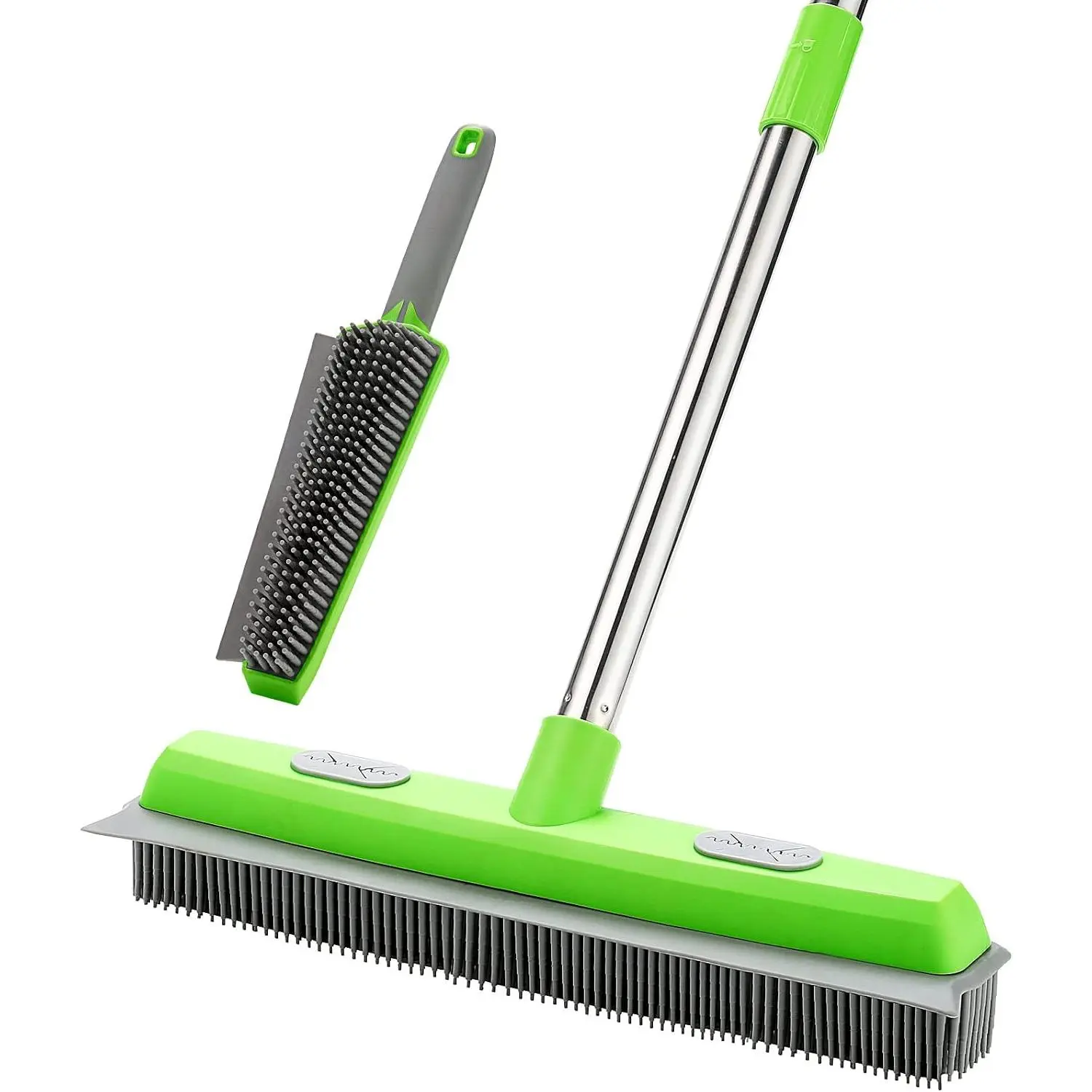 57 Inch Rubber Broom and Squeegee, Pet Hair Remover Rake, Lint Brush for Carpet, Hardwood, Tile Floors, Detailing Tool