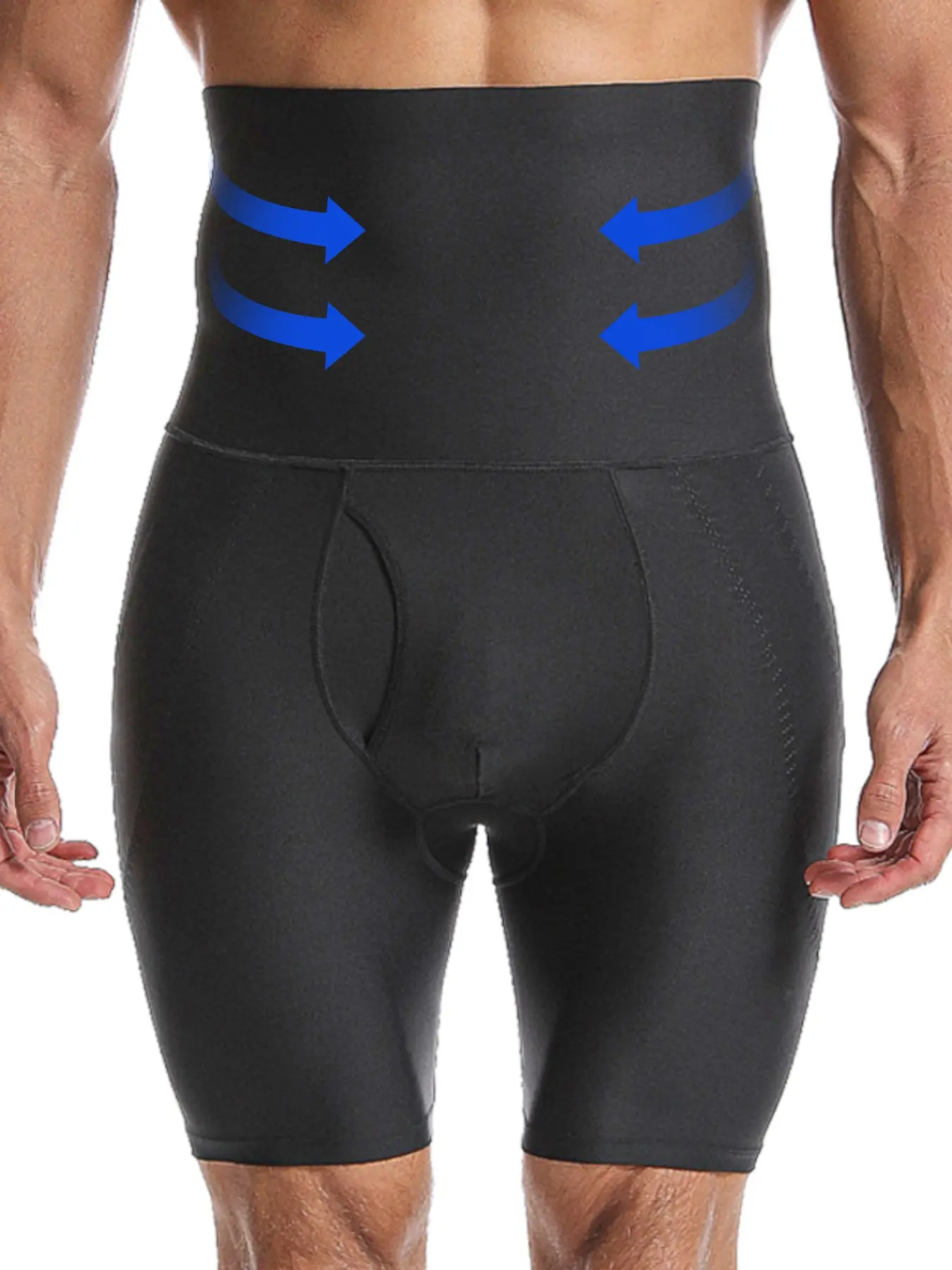 Men's High-Waisted Short Waist Reducing Shapewear Pants, Tight-Fitting Abdominal Control, Anti-Chafing, Breathable, Summer Workout Casual Bottoms