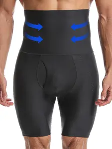 Men's High-Waisted Short Shapewear Pants, Tight-Fitting Abdominal Control, Anti-Chafing, Breathable, Summer Workout Casual Bottoms