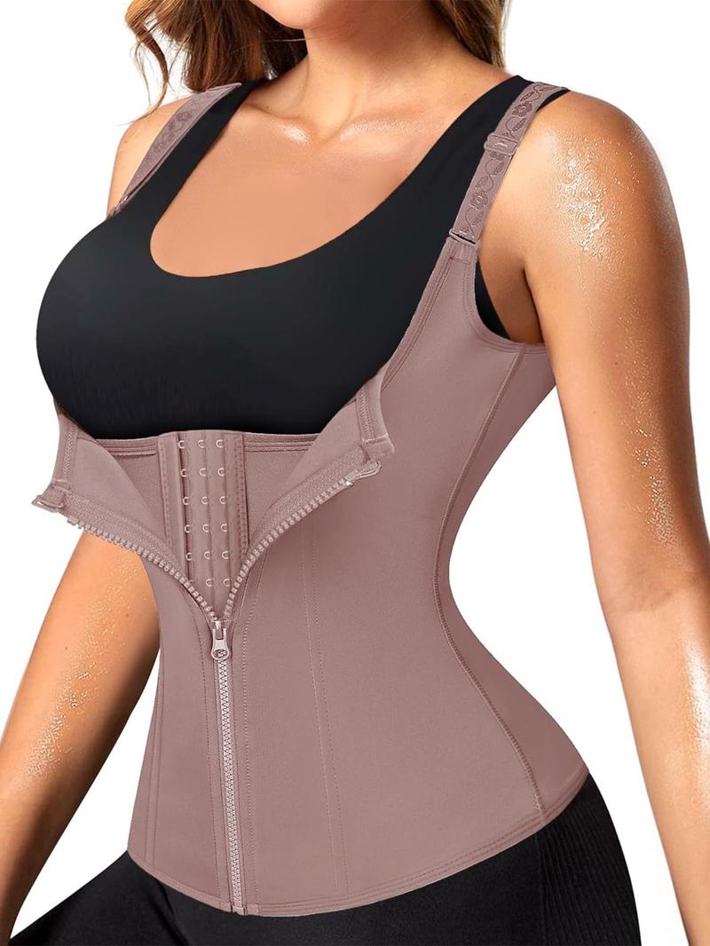 Women's Adjustable Strap Zipper Shapewear Top, Tummy Control Waist Trainer, Corset Waist Shapewear, Ladies Shapewear for Fall, Matt Waist Trainers