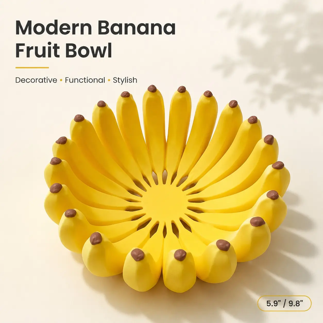 1 PC Banana Fruit Bowl, 5.9/9.8 Inch Modern Banana-Shaped Decorative Fruit and Snack Holder, Sculptural Centerpiece for Kitchen Counter, Dining Table, Entryway, Home Decor, Gift Giving and Decorative Bowls
