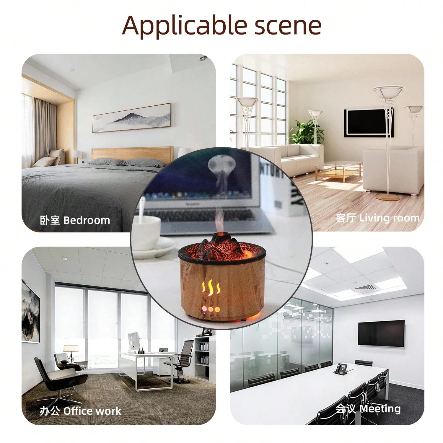 Flame Ring Humidifier Diffuser, Household Diffuser Humidifier, Cold Mist Aromatic Silent Evaporator, Volcanic Lava Humidifier, Suitable For Offices, Gyms, Bedrooms And Living Rooms