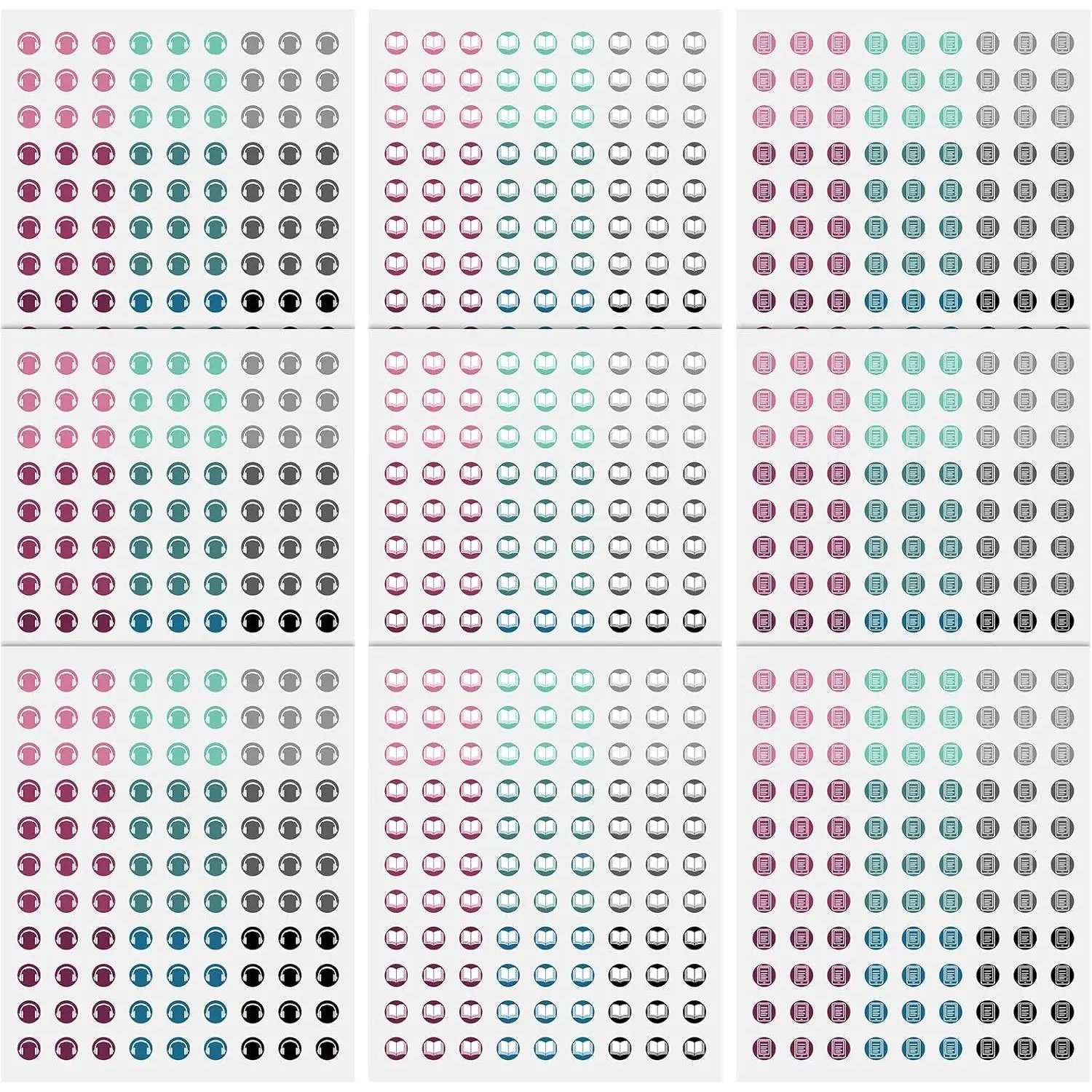 9 count Mini Book Stickers Journal Sticker for Reading Time Homework School Mini Planner Sticker for  Planners Journals and Logs for Book Lover and Read Challenges(Colorful)