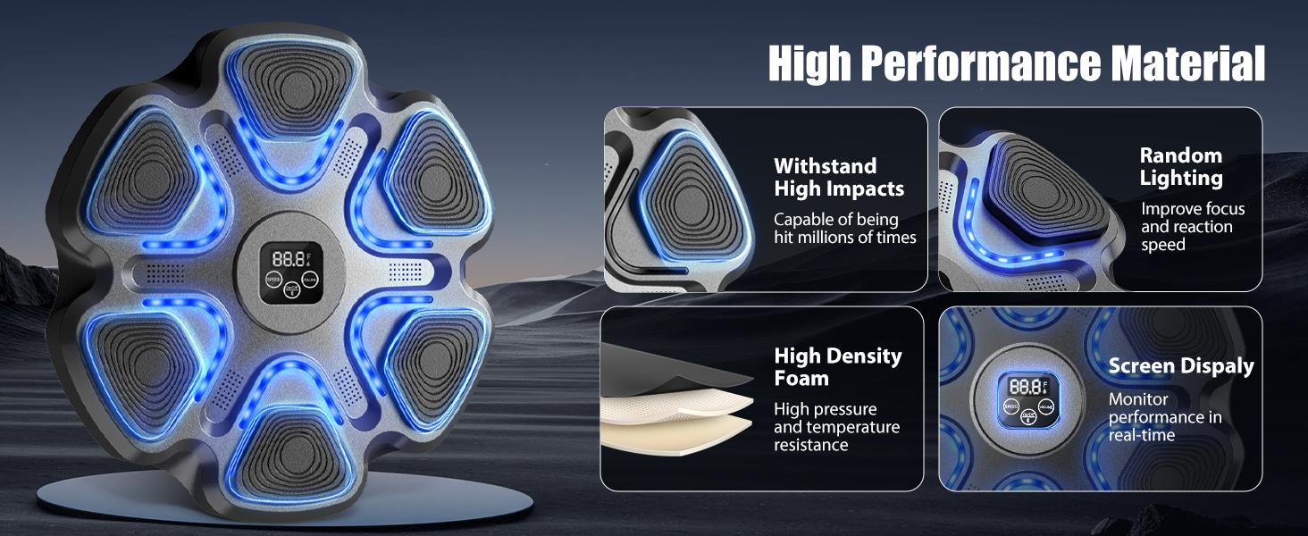 Music Boxing Machine, Boxing Machine Wall Mounted Music with Gloves, Electronic Boxing Target for Adults, Smart Boxing Training Equipment, Boxing Machine for Home and Gym