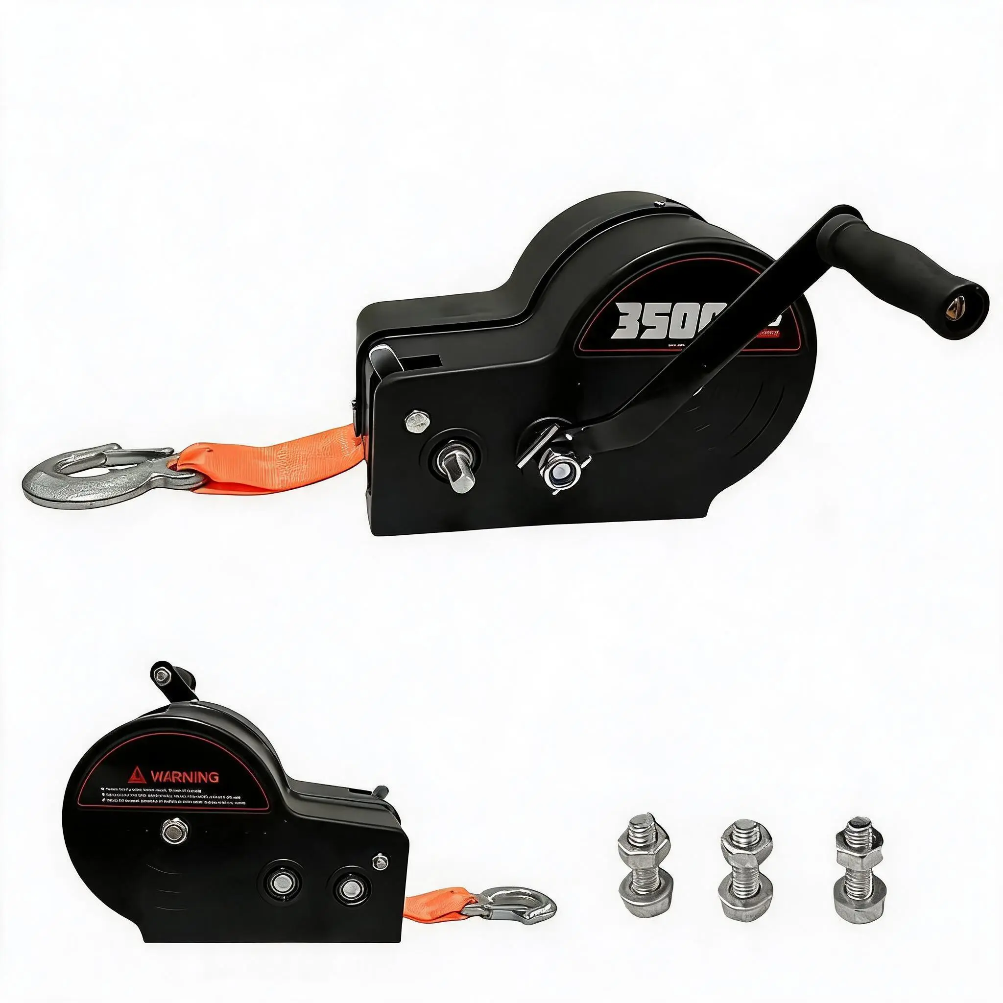 3500lbs Heavy Duty Manual Trailer Winch – Dual Speed 4:1/8:1 Ratchet, 10m Reinforced Webbing, Heat-Treated Shaft, Corrosion Resistant, Full Protective Cover, Ergonomic Handle