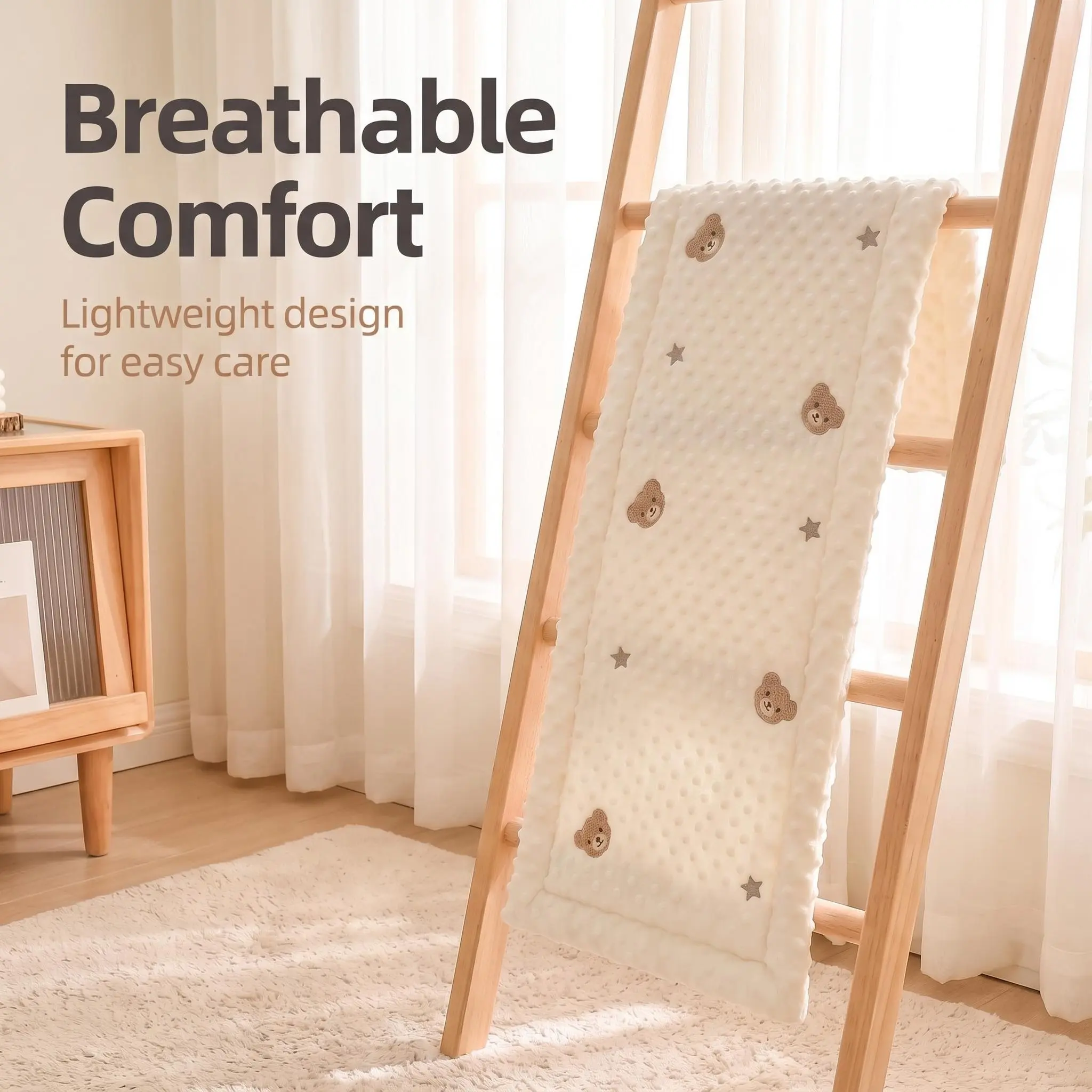 Cute Bear Bed Skirt, Soft Polyester Fiber Wadding, Protective Mattress Pad, Anti-Collision Bed Rail Guard, Home Textile Decor, Washable Bed Protector
