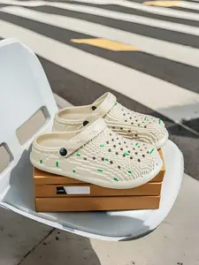 Men's Fashion Holey Shoes, Pixel Grid 3D Hollow Structure, Full Breathable Sweat-Wicking, Comfortable Summer Footwear, Non-Stuffy Feet