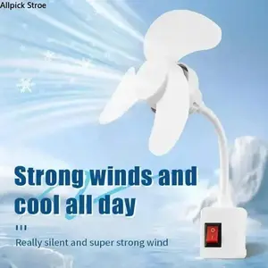 E27 Socket Fan Kit with Plug Adapter – Mini Quiet Electric Fan with Flexible Gooseneck Plug and Light Bulb Base, Energy-Saving Desk Fan for Kitchen, Bathroom, Dormitory, Office