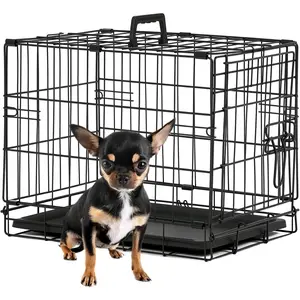 Dog Crate |   18" |   Black |   Foldable Metal Kennel with Single Doors, Secure Slide-Bolt Latches, Leakproof Tray |   Portable Dog Cage for Small Breeds |   for Travel, Indoor & Outdoor Use