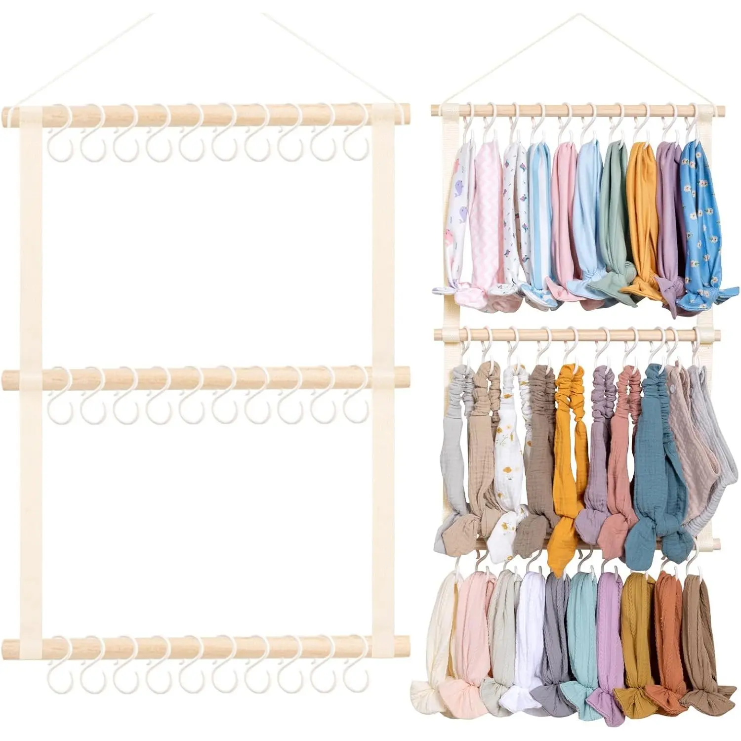 Modern Beige-2 Wall-Hanging Headband Organizer for Girls - Home Decor Storage Solution for Nursery Rooms (Home Supplies)