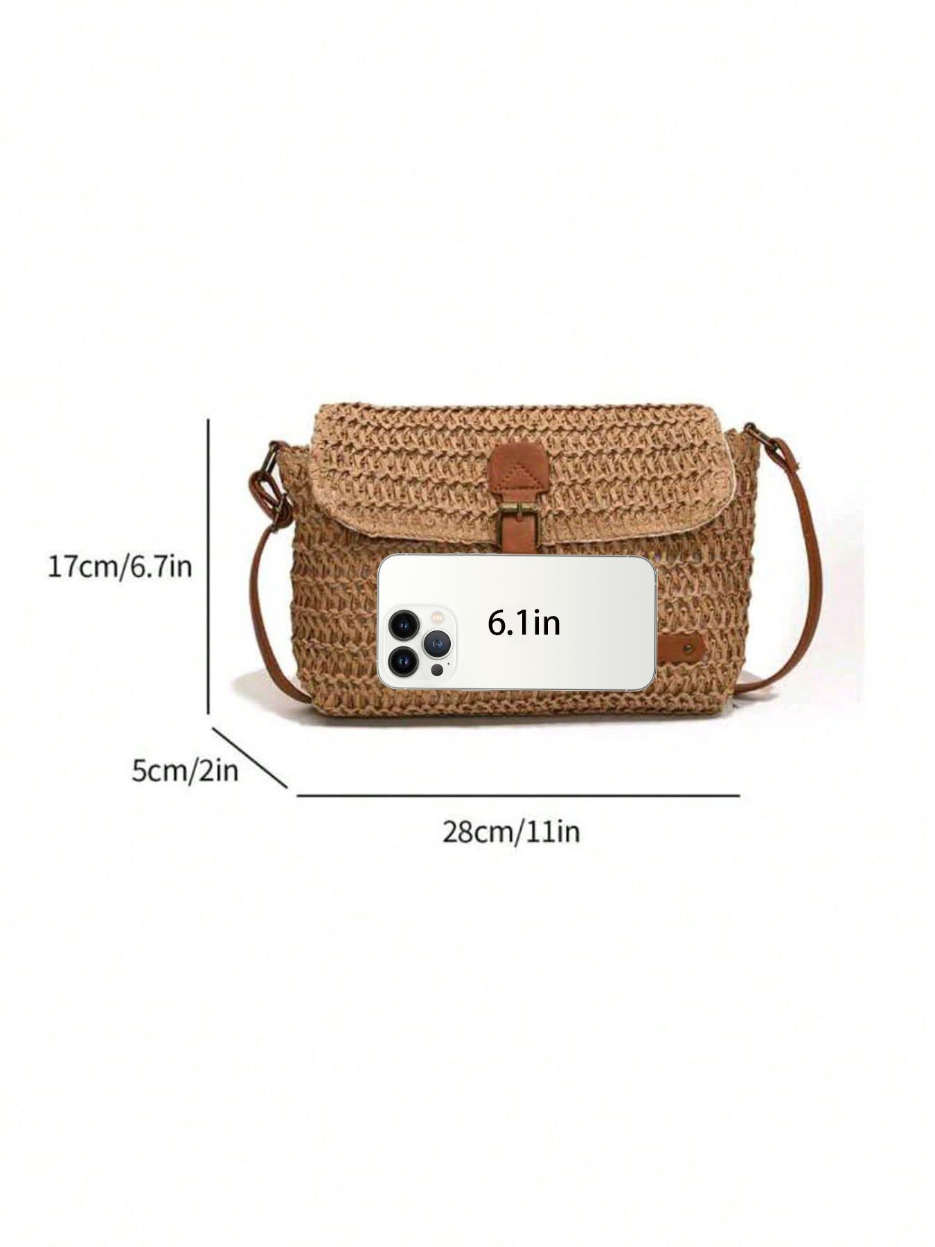 Women's Fashionable Straw Bag, Textured Shoulder Bag, Casual Stylish Crossbody Bags for Daily Used, Trendy All-match Sling Purse Commuter Bag