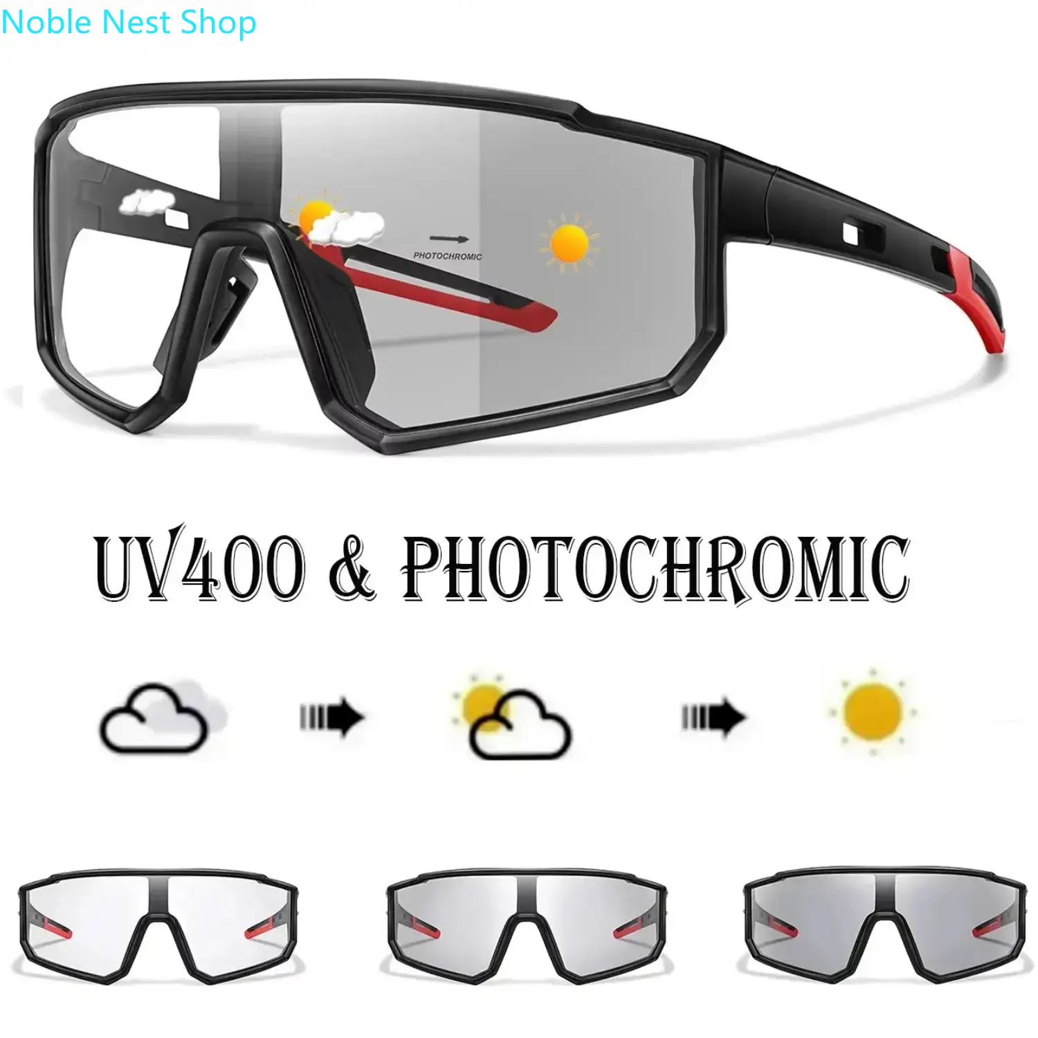 3-Pack Photochromic Polarized Cycling Sunglasses Men Women, Retro UV400 Windproof Sports Goggles, Transition Lens Eyewear for Driving Fishing Baseball Outdoor Running
