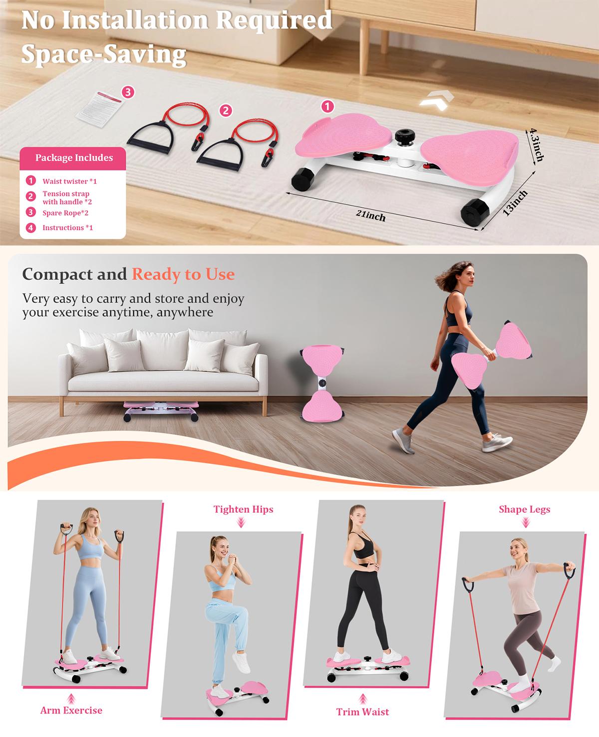 Home Gym Workout Equipment for Women Men, Waist Twister Machine Exercise, Ab Twister Board for Slim Waist and Core Ab Exercise, Noiseless Ab Machine with 300 lbs Weight Capacity