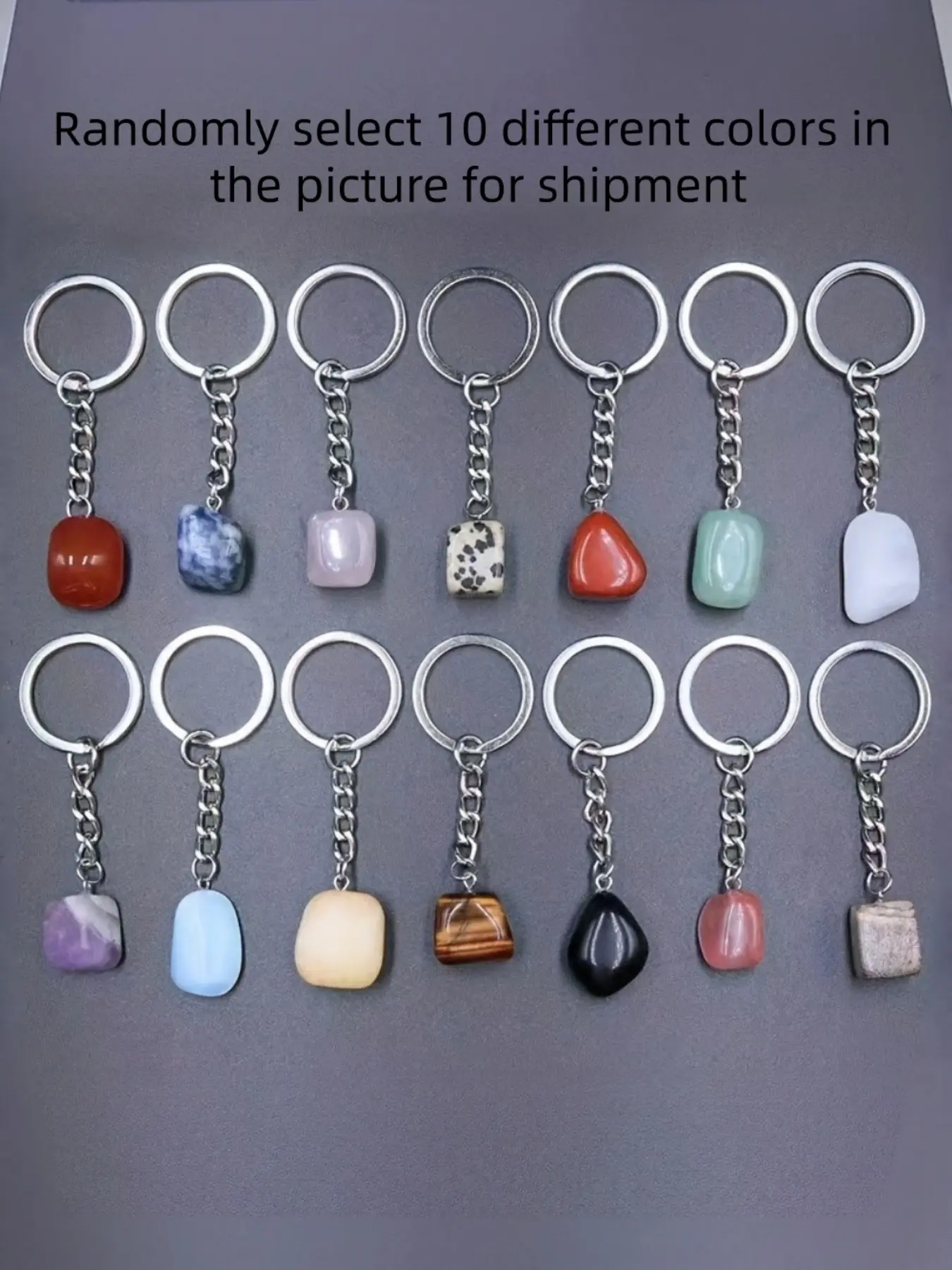 10pcs Random Color Natural Crystal Keychains, DIY Craft Kit, Perfect Gift Idea, Unique Handmade Accessory, Ideal for Creative Projects