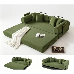 79" Convertible Sleeper Sofa Bed with 4 Pillows, 5-in-1 Corduroy Futon Couch for Small Spaces, Boneless Couch Floor Modular Sofa with Fixed-Shape Frame, For Guest Bed & Kids Play Area with Washable Cover,teddy sofa for Adults,No-Assembly