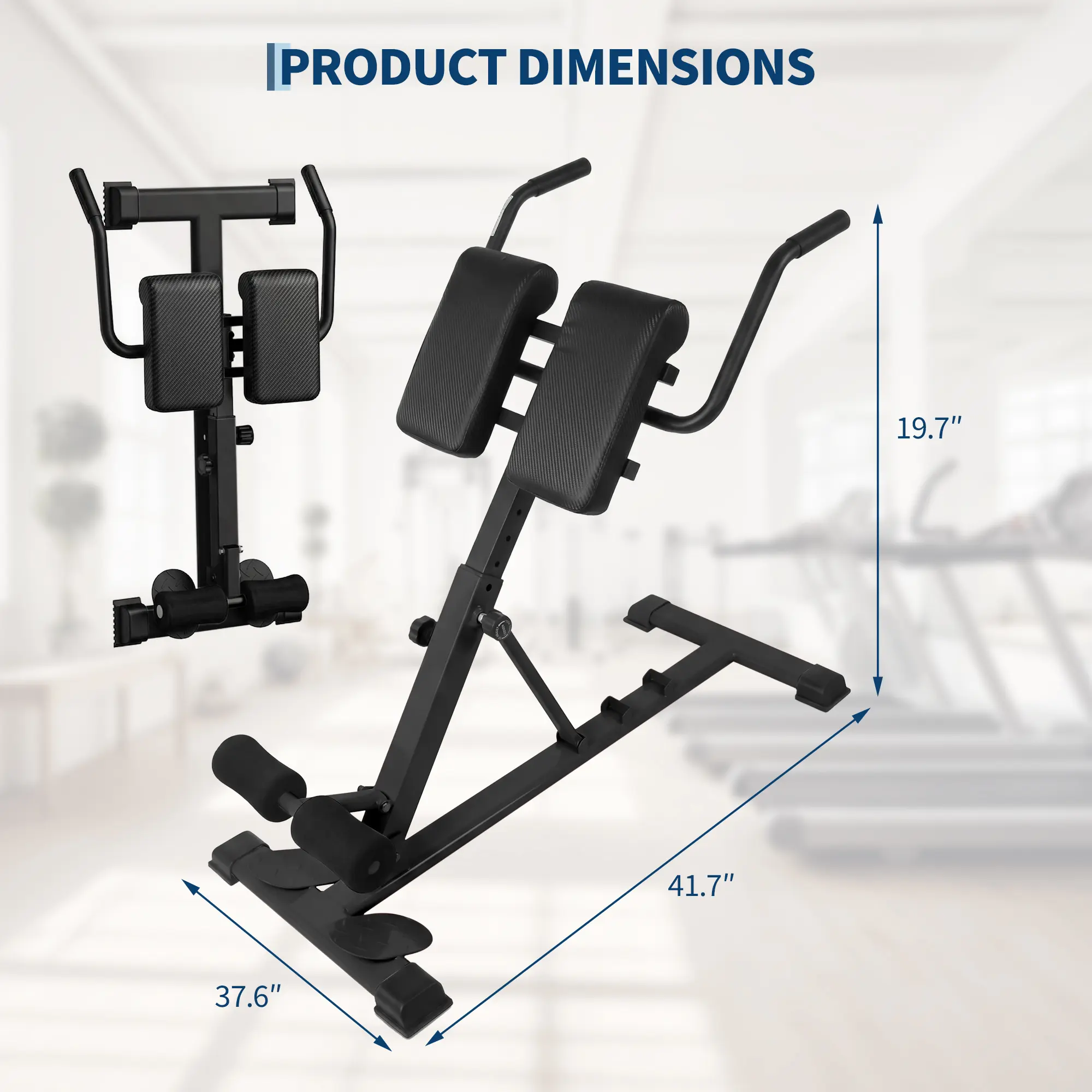 Roman Chair Hyperextension Bench, Heavy‑Duty Carbon Steel Back Extension Workout Bench, Home Gym Fitness Equipment for Core, Lower Back & Glute Strength Training, Black