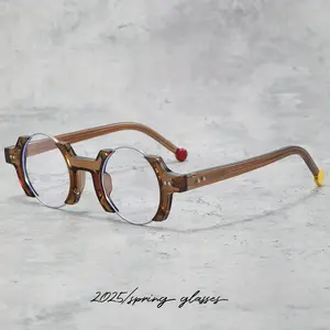 Limited Handcrafted Tortoise Shell Vintage Eyeglasses Frame • Round • Full Rim • Tr90 Material • Oval Shape • Ac Lenses