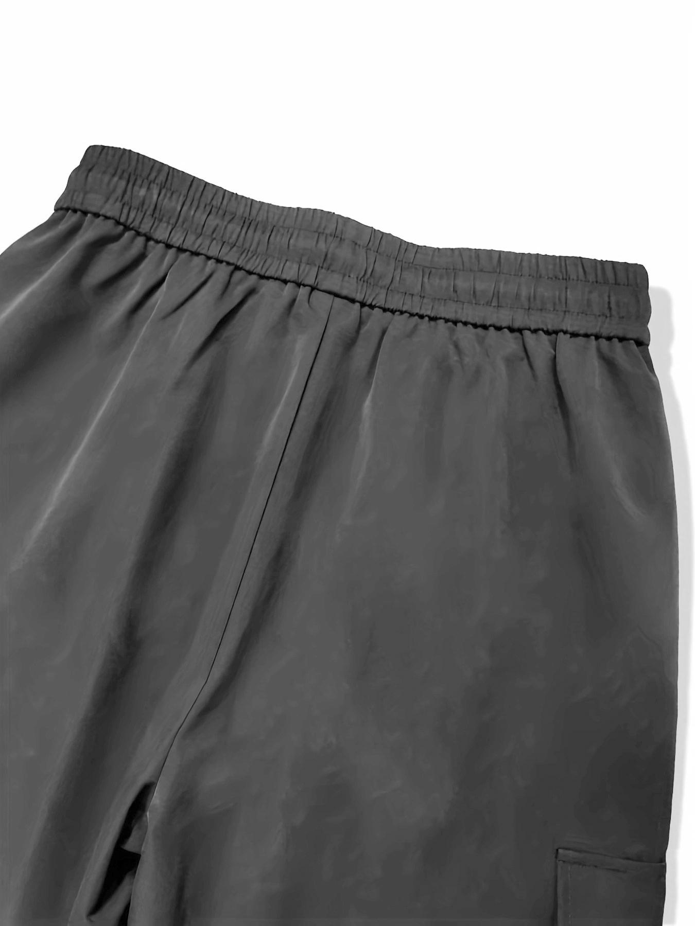 Plus Size Solid Drawstring Waist Cargo Pants, Casual Streetwear for Daily Wear, Men's Dark Gray Trousers for All Seasons