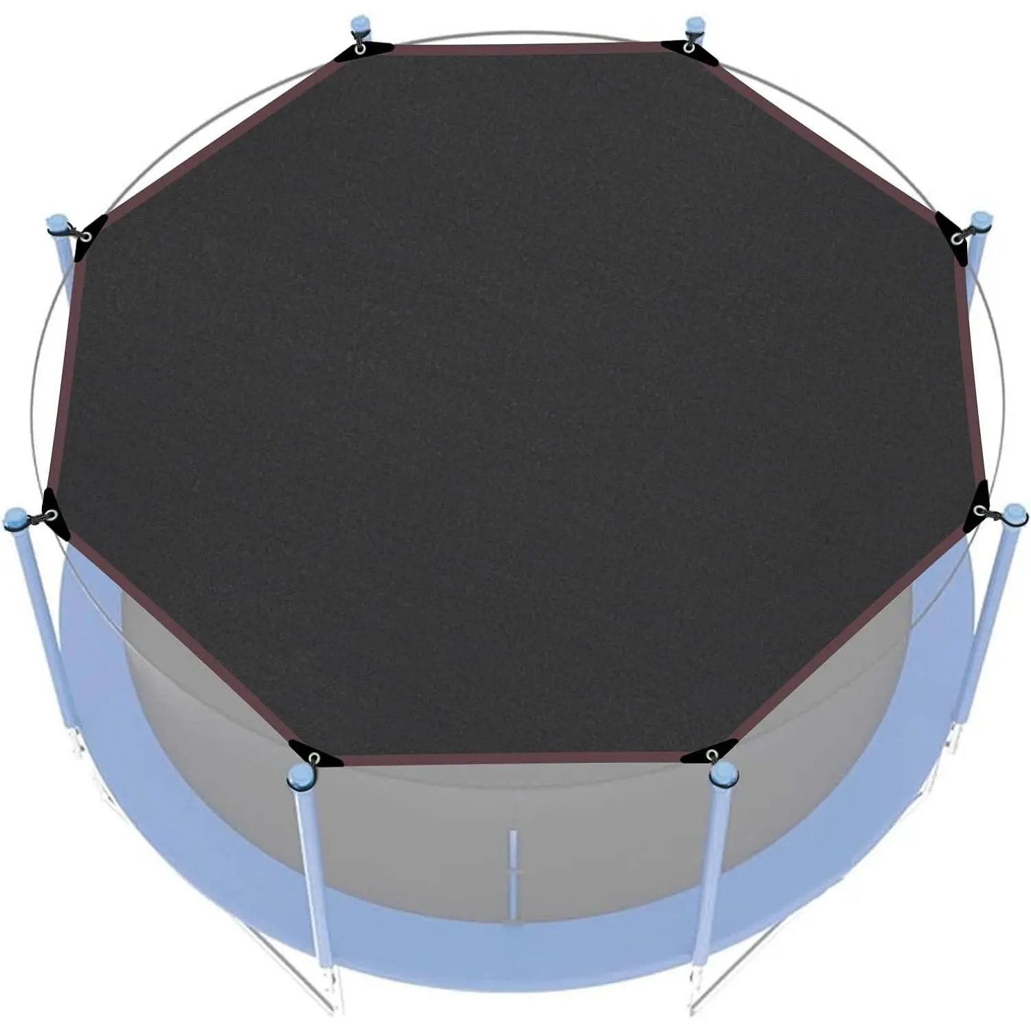 UV-Resistant Waterproof Trampoline Shade Cover 305cm Diameter for 10FT 8 Poles Multifunctional Cover Tent for Picnics Backyards