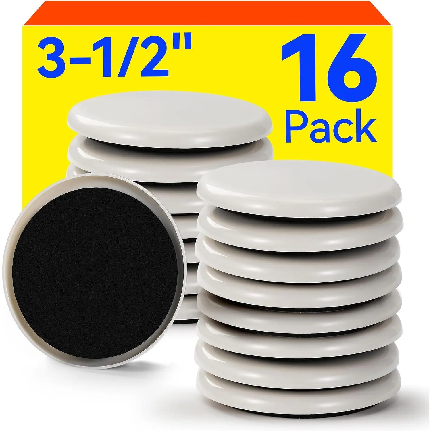 Furniture Sliders Plastic Sliders for Carpet and Hardwood Floors,  Furniture Moving Pads, Chair  Floor Protectors, Easy Move Heavy Furniture (Beige, 16 Plastic 3 1/2” Slides)