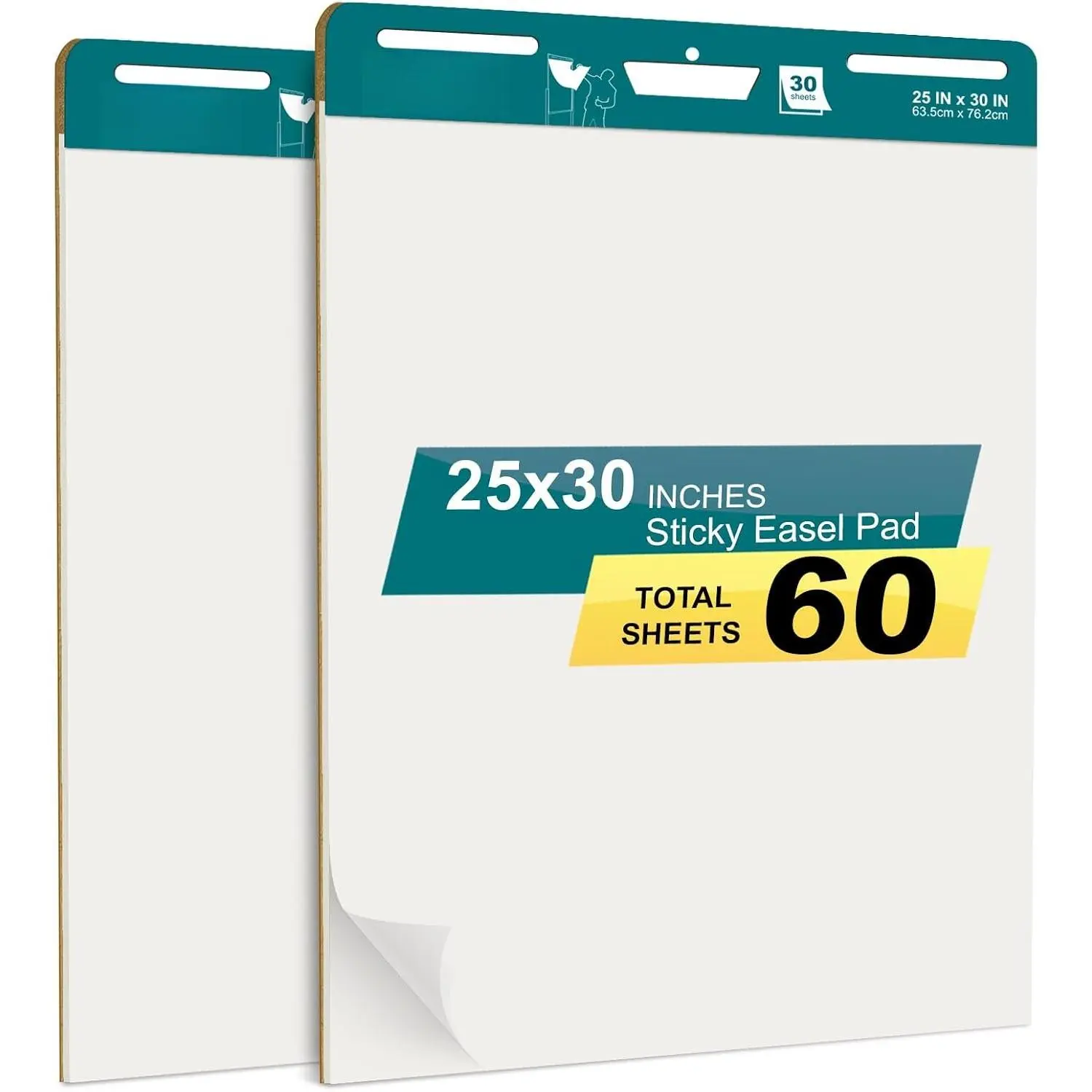 Sticky Easel Pad, 25 x 30 In Chart Paper, 30 Sheets/Pad, 2 Pads/Pack | Large Self Stick Easel Paper, Teacher Anchor Chart, Flip Chart Paper for Classroom, Office,