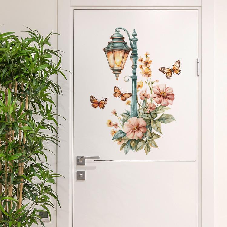 Creative Retro Streetlight Flowers Wall Stickers For Living Room Decor Mural Bedroom Door Home Decoration Self-adhesive Decals Creative Retro Streetlight Flowers Wall Stickers For Living Room Decor Mural Bedroom Door Home Decoration Self-adhesive Decals