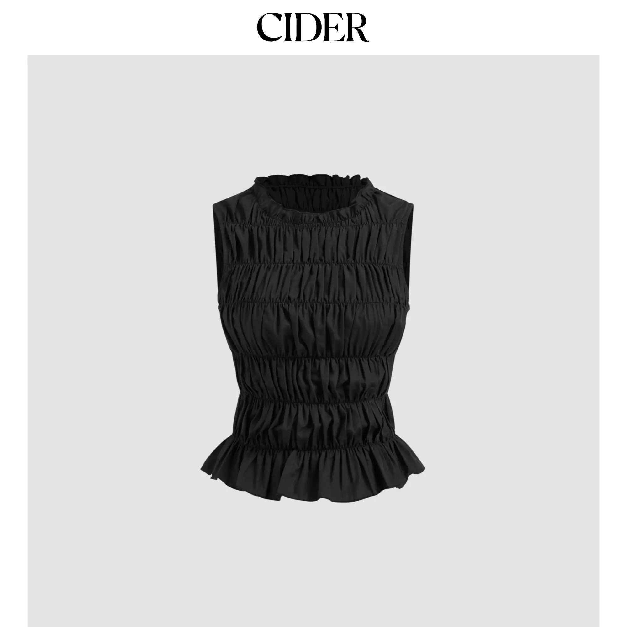 Cider Women's Cotton-Blend Round Neck Shirred Tank Top SummerWins SummerFinds