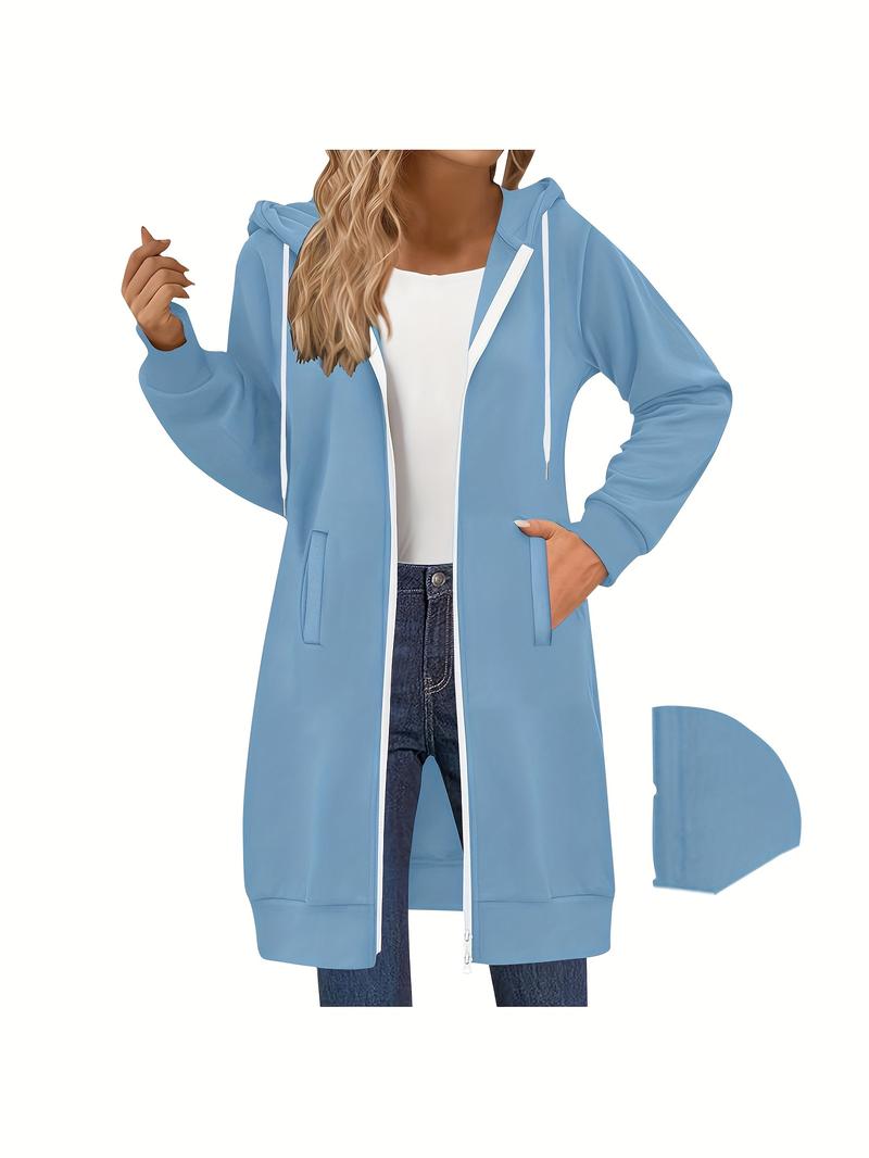 Women Casual Zip up Fleece Hoodies TunicSweatshirt Long Hoodie Jacket S-XXLFall&Winter New Arrivals
